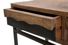 Console rectangulaire Yellowstone Acacia massif pieds métal Noir