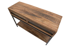 Console rectangulaire Yellowstone Acacia massif pieds métal Noir