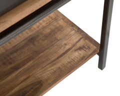 Console rectangulaire Yellowstone Acacia massif pieds métal Noir