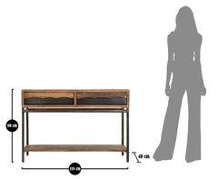 Console rectangulaire Yellowstone Acacia massif pieds métal Noir