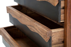 Commode en acacia massif 3 tiroirs pieds métal noir