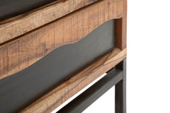 Commode en acacia massif 3 tiroirs pieds métal noir