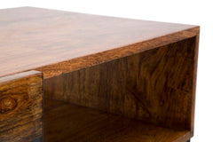 Console rectangulaire Mustang Acacia massif tiroir résine pieds métal Noir