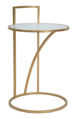 Table ronde Sofy Marbre pieds métal doré