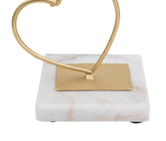 Porte-bougie cœurs en métal doré et base en marbre