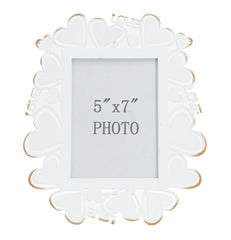 Cadre photo en métal blanc avec incrustations en forme de cœur