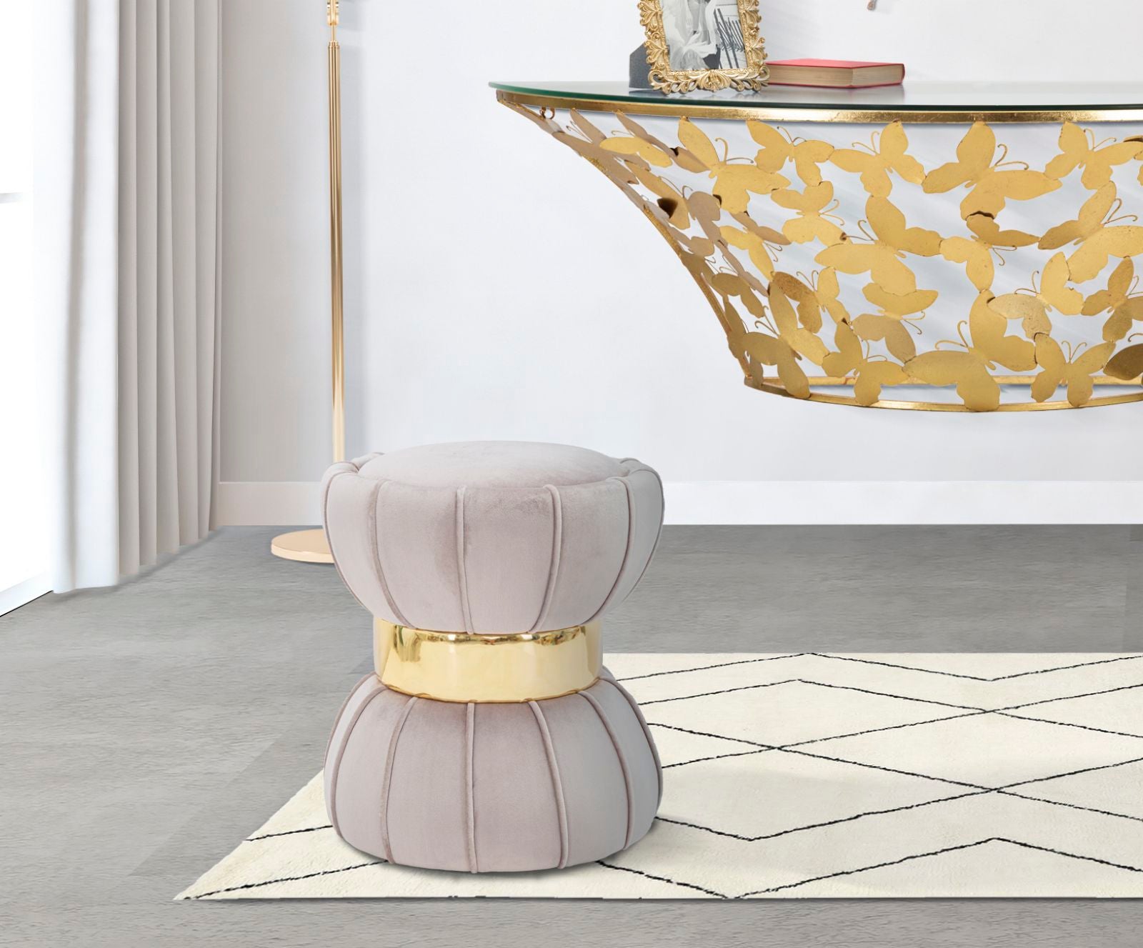 STOOL FLOWER GREY CM Ø 40X44