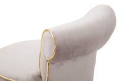 Tabouret de bar rond Luxy Velours Synthétique Gris pieds métal doré