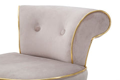 Tabouret de bar rond Luxy Velours Synthétique Gris pieds métal doré