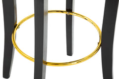 Tabouret de bar rond Luxy Velours Noir pieds métal doré