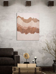 Peinture murale abstraite en toile cadre en bois couleurs chaudes
