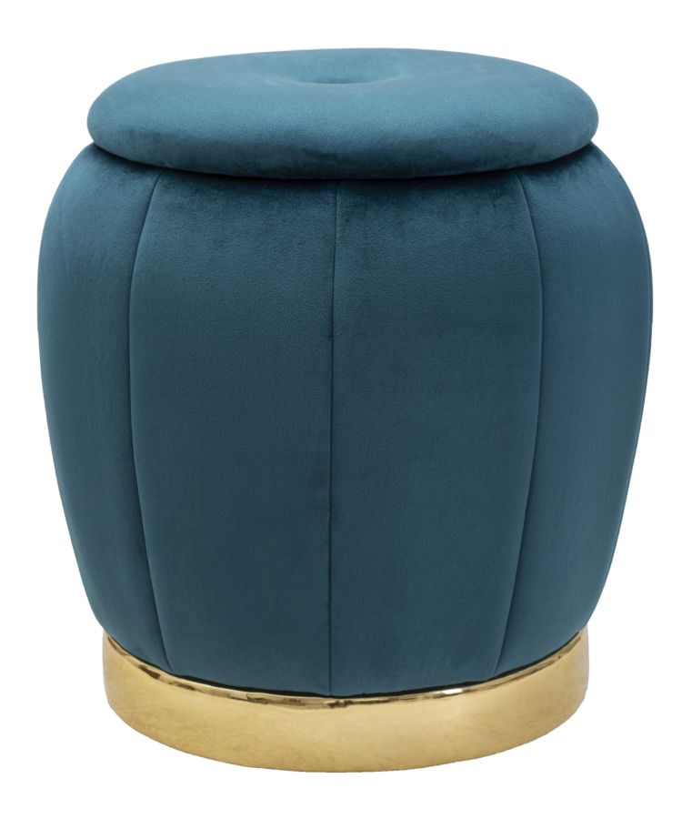 STORAGE STOOL PARIS TEAL/GOLD CM Ø 43X43