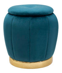 STORAGE STOOL PARIS TEAL/GOLD CM Ø 43X43