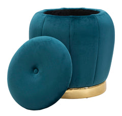 STORAGE STOOL PARIS TEAL/GOLD CM Ø 43X43