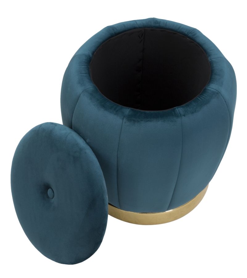 STORAGE STOOL PARIS TEAL/GOLD CM Ø 43X43