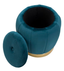 STORAGE STOOL PARIS TEAL/GOLD CM Ø 43X43