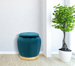 STORAGE STOOL PARIS TEAL/GOLD CM Ø 43X43