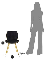 PARIS CHAIR SPACE BLACK/GOLD SET 2 PZ CM 46X58X77