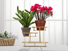 Plateau 3 niveaux en métal doré et verre miroir