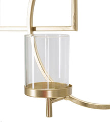 Porte-bougie mural géométrique en métal doré avec 5 porte-bougies en verre