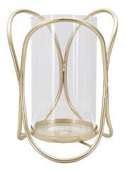 Porte-bougie géométrique métal doré et verre transparent