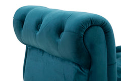 Banquette Paris Velours Bleu Canard pieds dorés