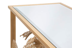 Console en métal doré et plateau en verre miroir