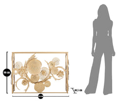 Console en métal doré et plateau en verre miroir