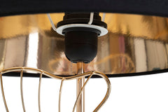 Lampe de table Feuilles Métal Doré abat-jour Tissu Noir