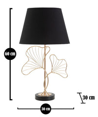 Lampe de table Feuilles Métal Doré abat-jour Tissu Noir