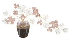 Panneau mural décoratif Vase 3D en Fer avec fleurs