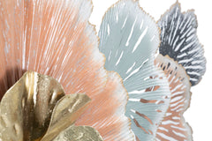Panneau mural décoratif 3D fleurs et feuilles Multicolore