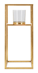 Bougeoir en métal doré avec verre carré