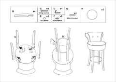 BAR STOOL LUXY CREAM CM 46X48X96