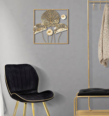Panneau mural décoratif 3D Fer doré fleurs