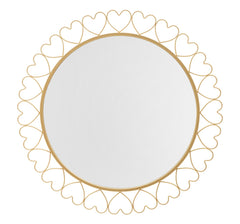 Miroir mural rond cœurs Métal Doré