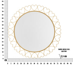 Miroir mural rond cœurs Métal Doré