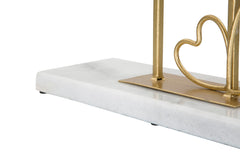 Miroir de table rond cadre métal doré et base marbre blanc