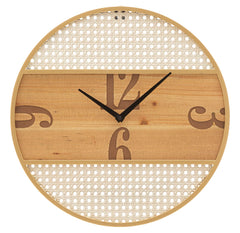 Horloge murale ronde Fuji Bois et paille de Vienne