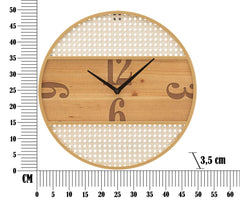 Horloge murale ronde Fuji Bois et paille de Vienne