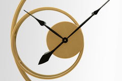 Miroir mural horloge ronde métal doré