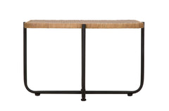 Table basse rectangulaire CEBU Métal Noir et Rotin tissé
