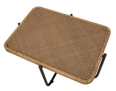 Table basse rectangulaire CEBU Métal Noir et Rotin tissé