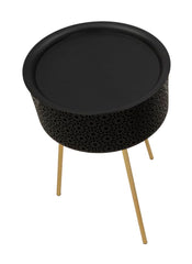 Table ronde Blacky Métal Noir pieds Dorés
