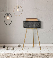 Table ronde Blacky Métal Noir pieds Dorés