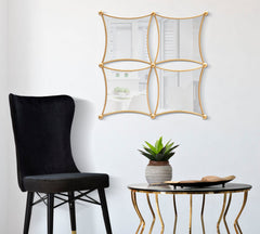 Miroir mural géométrique JALO métal doré 4 miroirs