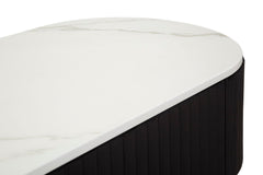 Meuble TV Montpellier avec tiroir Tissu matelassé Noir et Simili-marbre dessus Métal doré