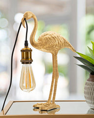 Lampe de table Flamant Rose résine dorée