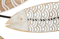 Panneau mural décoratif 3D Poissons Métal et MDF