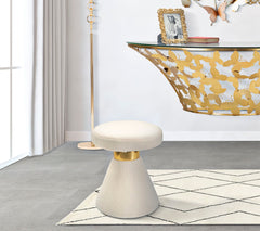 Table basse ronde Tissu rembourré décoration dorée